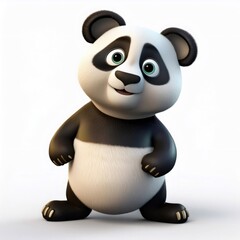 Naklejka premium Cartoon panda posing confidently, radiating adorable, playful charm with bold stance