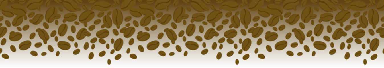 coffee bean border pattern with transparent gradient background
