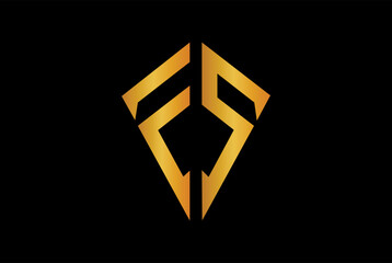 Elegant Diamond shape Letter FS Logo Design. Initial Luxurious FS Logo Template