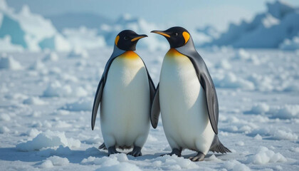 Fototapeta premium two penguins on the snow