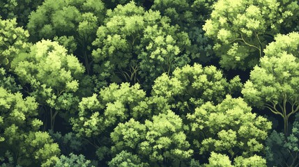 Naklejka premium Seamless pattern background of a lush forest scene with a dense canopy of trees in various shades of the green tranquility of nature