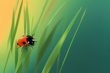 Fototapeta premium ladybug on grass