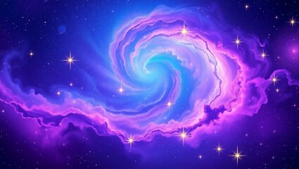 Vibrant Spiral Nebula in Deep Space Background