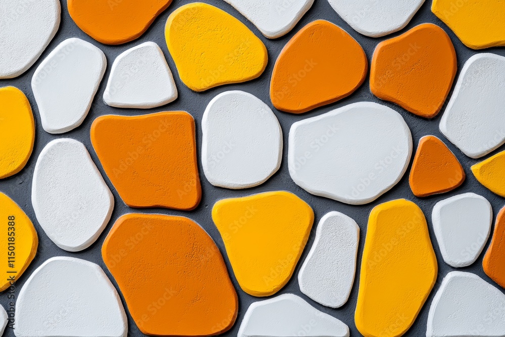 Aufkleber a geometric abstract interpretation of gnocchi with simple yellow and orange shapes forming a modern