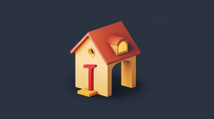 3D Render of a House with a Hammer: Home Improvement Concept