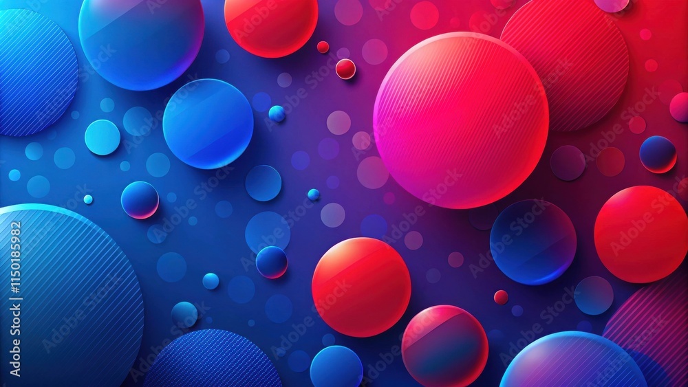 Poster Abstract Red and Blue Sphere Background Design Featuring Overlapping Circles and Gradient Effects