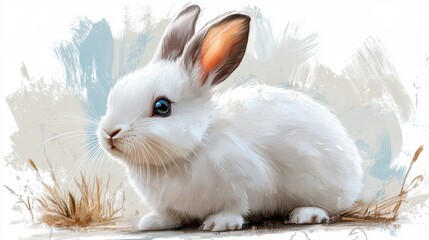 Obraz premium illustration of a white rabbit isolated on a white background white rabbit
