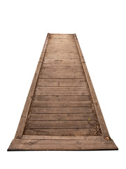 Countryside simple old wooden bridge top view isolated on white