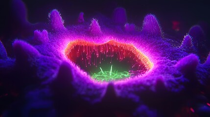 Vibrant Purple and Green Abstract Nebula  Glowing Energy  Cosmic Art