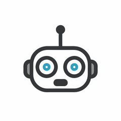 Minimalist Robot Face Vector Illustration.