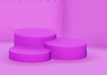 Podium display Empty room interior product design square stage minimal scene, Display plinths. Stand. red color. 3d Render