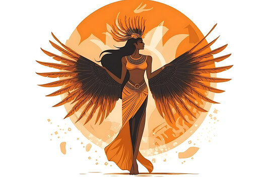 A captivating depiction of Nephthys, the Egyptian goddess of the underworld and sister-wife of Osiris. Nephthys is portrayed as a serene and mystical figure wearing her signature headdress 