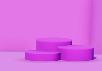 Podium display Empty room interior product design square stage minimal scene, Display plinths. Stand. red color. 3d Render