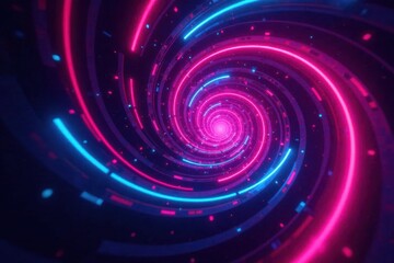 Obraz premium Dark abstract vortex swirling amidst contrasting neon lights, dynamic, abstract