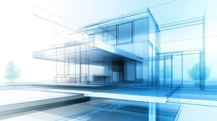 Obraz premium Modern architecture development with holographic plans