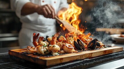 Sizzling Sensation: Plank-Grilled meat