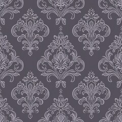 Fototapeta premium Damask seamless pattern floral pattern. Royal wallpaper tile vintage rustic middle aged elegant grey