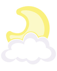 Moon in a cloud, celestial body crescent - vector full color picture. month in the cloud	