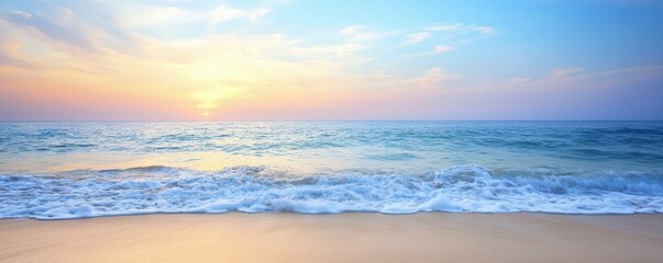 Obraz premium Sunset Over Ocean Waves Beach Landscape Photography Tranquil Environment Wide View Serenity Concept