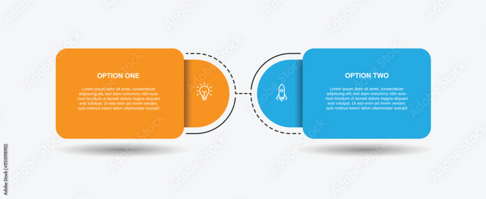 Poster 2 step table infographic template can be used for workflow, business information and web graphic design 