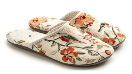 Naklejka premium A practical set of slippers on white, designed with soft and cozy materials for indoor comfort,