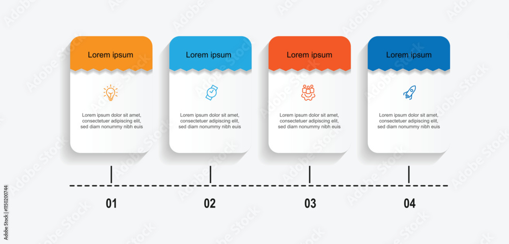 Poster 4 step process infographic template vector with table and paper style can be used for workflow, business presentation and web graphic design 