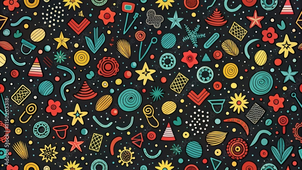 Aufkleber vibrant abstract shapes seamless pattern for textile design