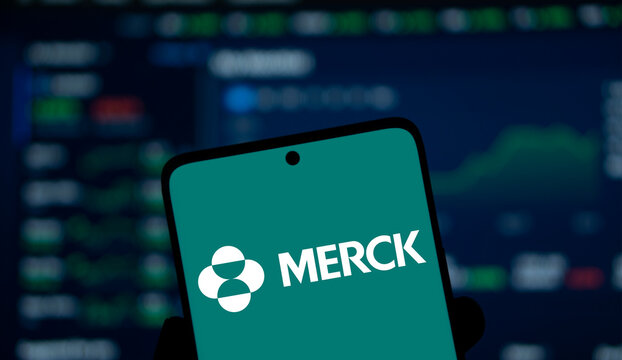 Dhaka, Bangladesh- 22 Dec 2024: Merck logo is displayed on smartphone. Merck & Co Inc is an American multinational pharmaceutical company.