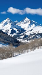 Fototapeta premium Alpine Landscape Photography Snow-Capped Mountains in Winter Wonderland