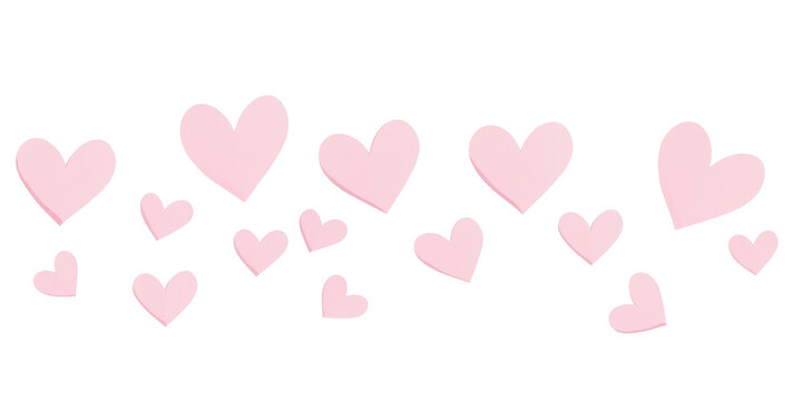 Pink hearts confetti isolated on transparent background