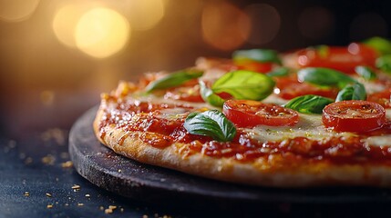 National Pizza Day Delicious Margherita Pizza Fresh Basil Tomatoes Cheese