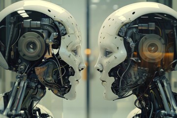 Fototapeta premium As robots become more sophisticated and autonomous, a debate rages about the potential dangers of artificial intelligence, with some fearing an inevitable clash between humans and machines