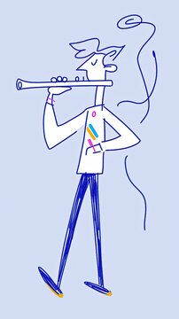 Stylish Illustration of a Person Playing a Flute with Abstract Background