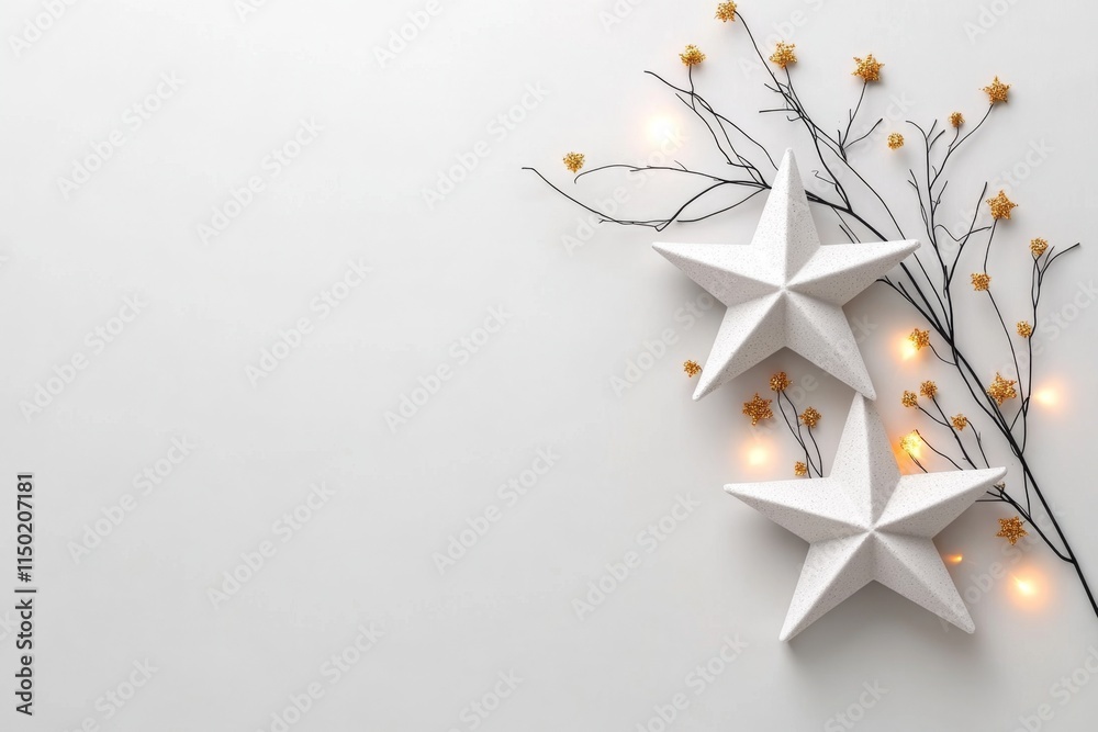 Poster A minimalist design of a single glittering star with a soft glow, placed against a plain white background for an elegant look