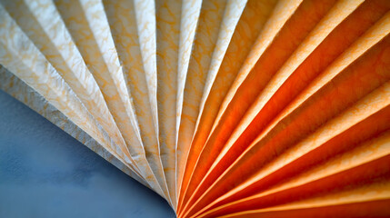 Macro Image Traditional Paper Fan Opened Elegance Grace Lunar New Year Text Branding Space