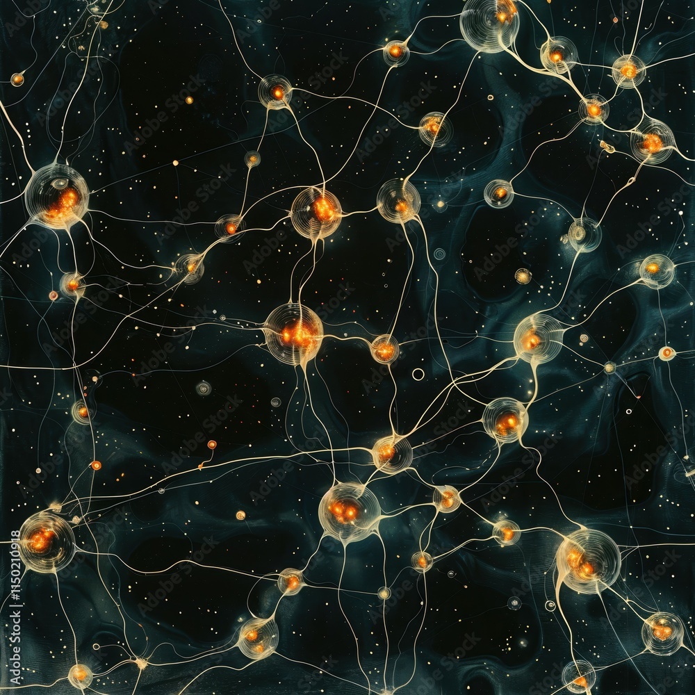 Poster abstract network of interconnected lines and nodes