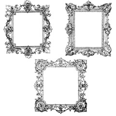 Baroque mirror frame linocut vintage calssic
