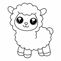 Cheerful Cartoon Sheep Line Art for Kids.