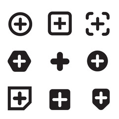 Fototapeta premium Set of plus icons isolated. 
