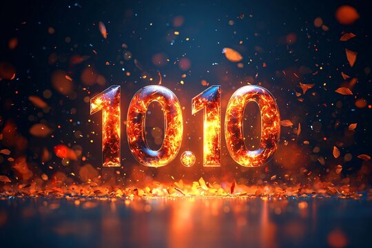 Fiery 10.10 Number Burning Hot Abstract Design Digital Art