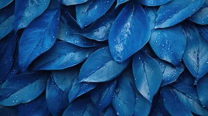 Obraz premium Wet Fresh tropical blue leaves texture background