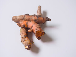  Fresh turmeric on white background