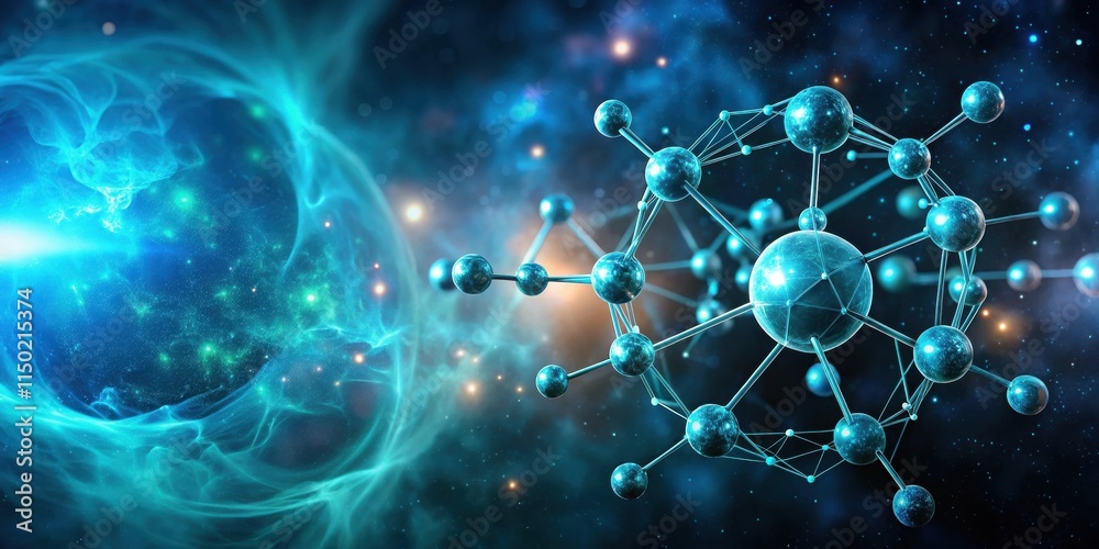 Leinwandbilder molecular structure in cosmic nebulae a visualization of atomic bonds against a background of celest