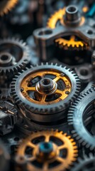 Close-up view of intricate metal gears showcasing craftsmanship and precision in engineering