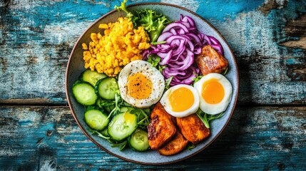 plate of food with lean proteins, whole grains, colorful vegetables