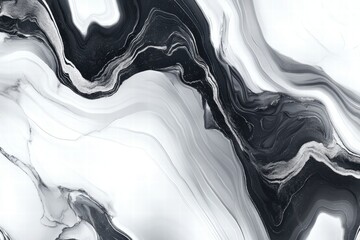 Abstract Black and White Marble Texture with Silver Accents