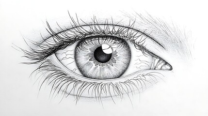 Obraz premium Detailed Pencil Sketch of a Human Eye Iris Eyelashes