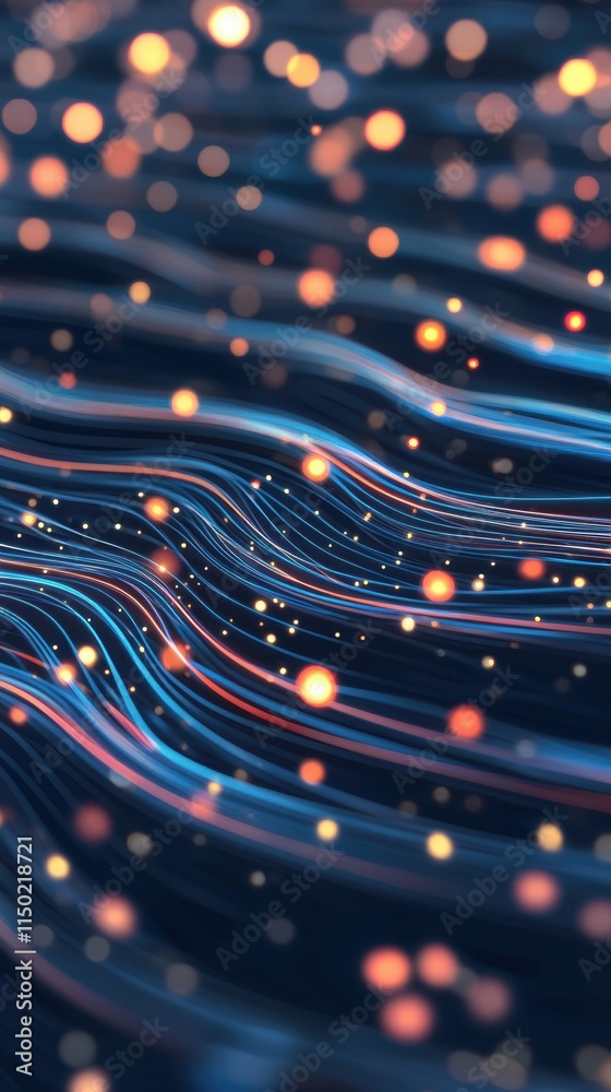 Poster Abstract Flowing Data Streams with Light Particles Symbolizing AI Concepts