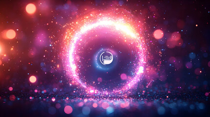 Fototapeta premium Digital Assistant Icon Surrounded by Customer Service Symbols in Soft Abstract Bokeh Background - AI Centrality in Support Concept