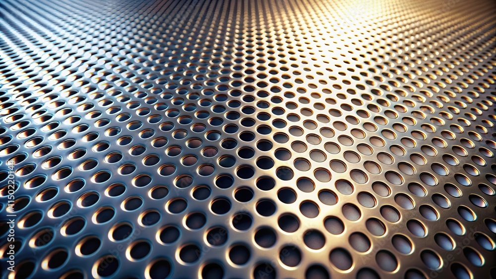 Poster Abstract Metallic Surface with Circular Perforations and Gradient Lighting
